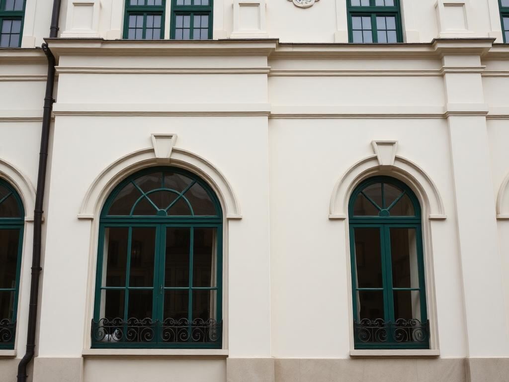 Klassizistische Kurhaus-Fassade mit Rundbogenfenstern